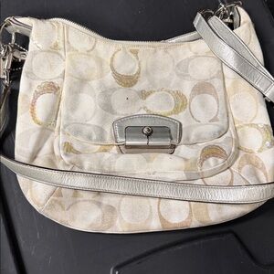 Coach Stylish Cream and Silver Shoulder Bag